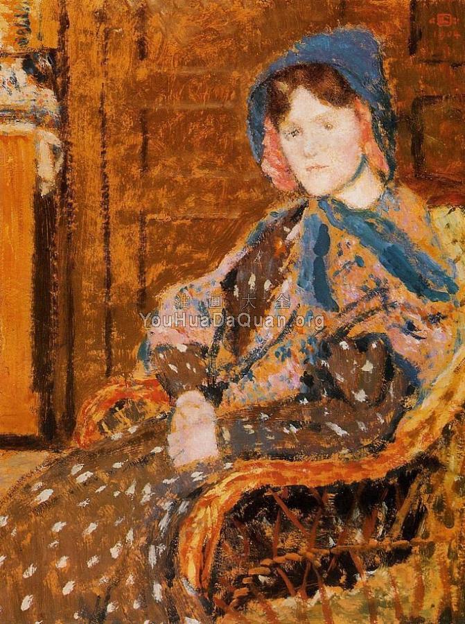 Seated Young Woman in a Blue Hat - 乔治·莱门